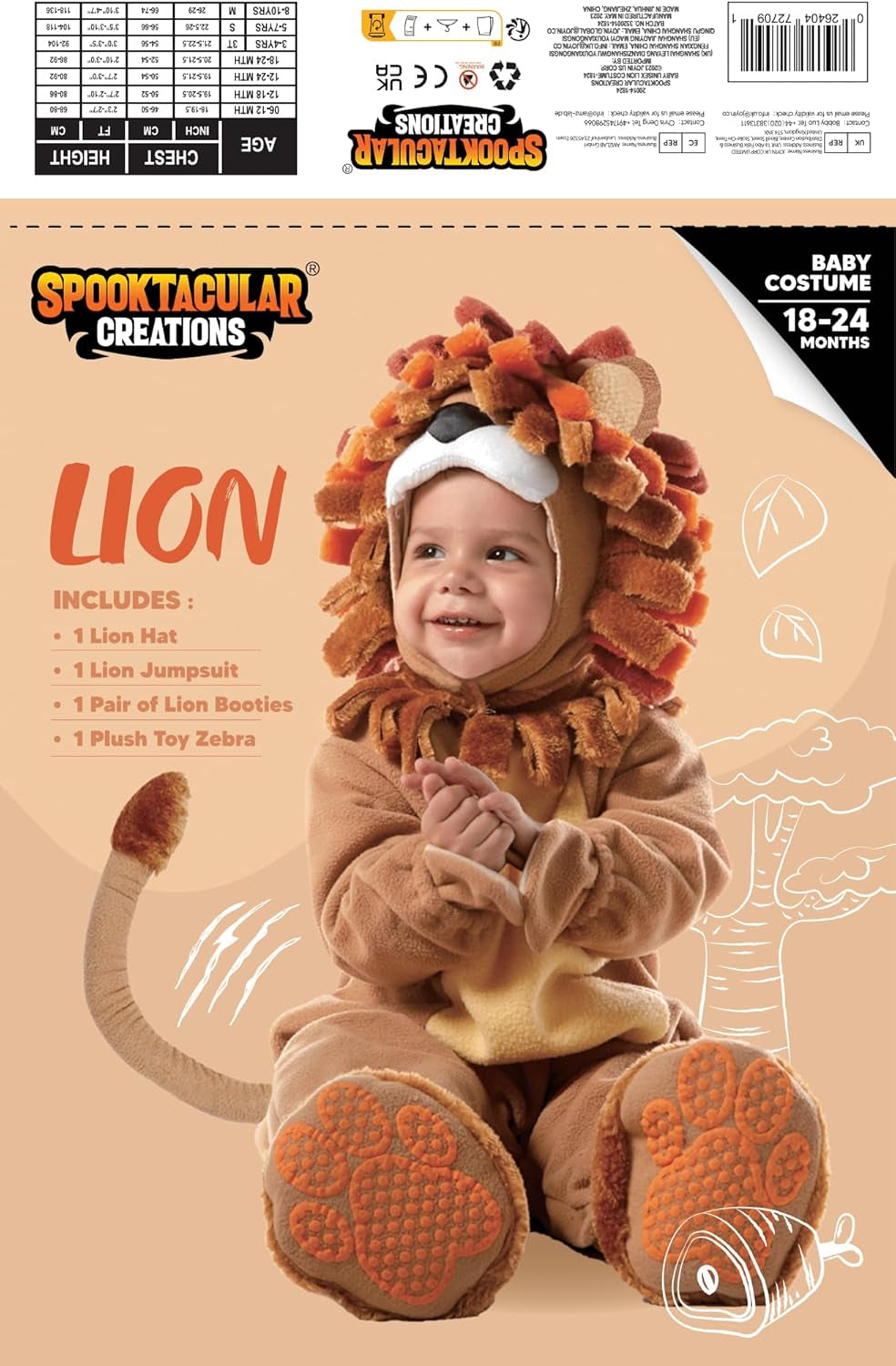 Halloween Lion Costume Toddler with Toy Zebra, Kids Lion Costume for Baby Halloween Dress up Party