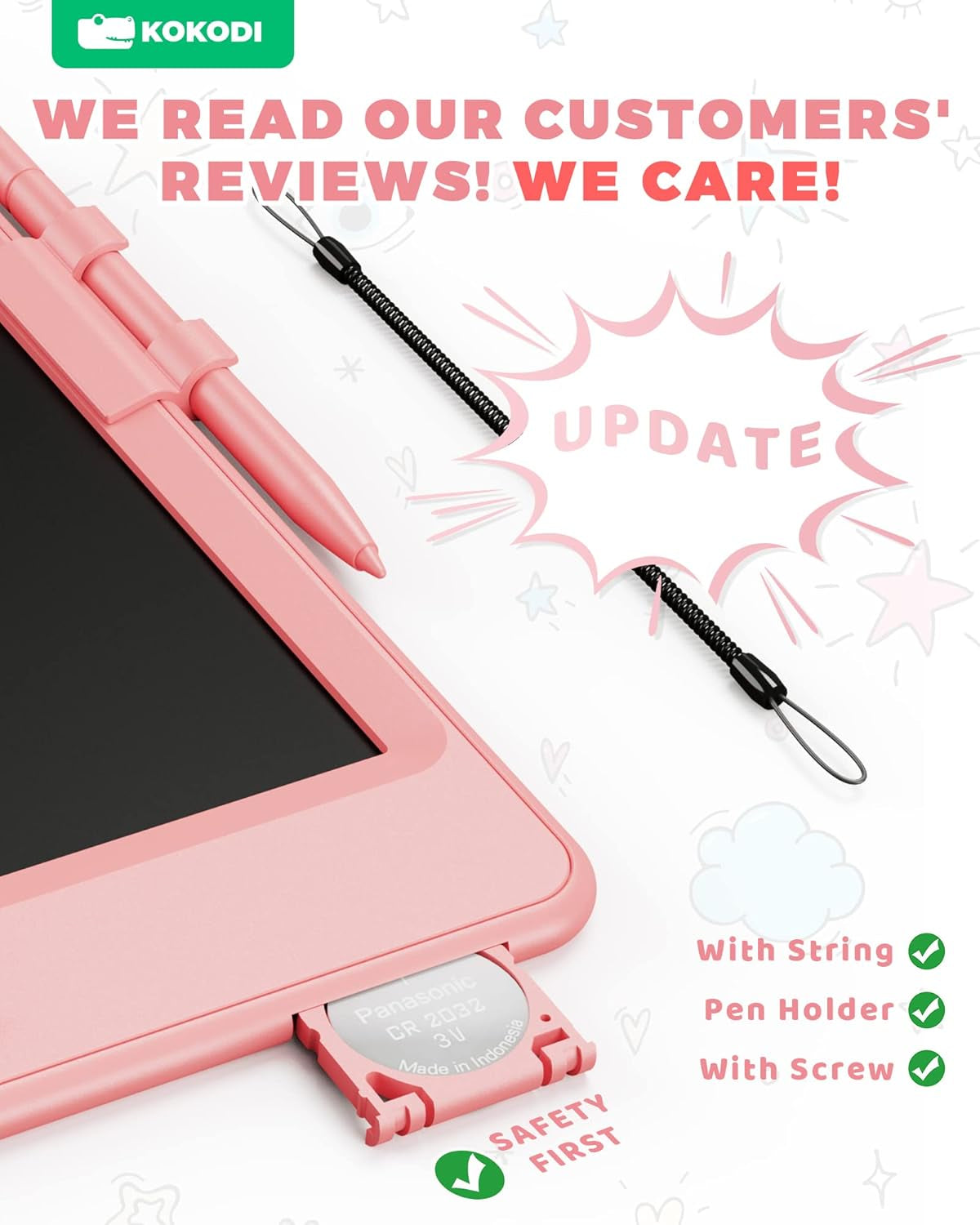 LCD Writing Tablet, 8.5 Inch Toddler Doodle Board Drawing Tablet, Erasable Reusable Electronic Drawing Pads, Educational and Learning Toy for 3-8 Years Old Boy and Girls (Pink)