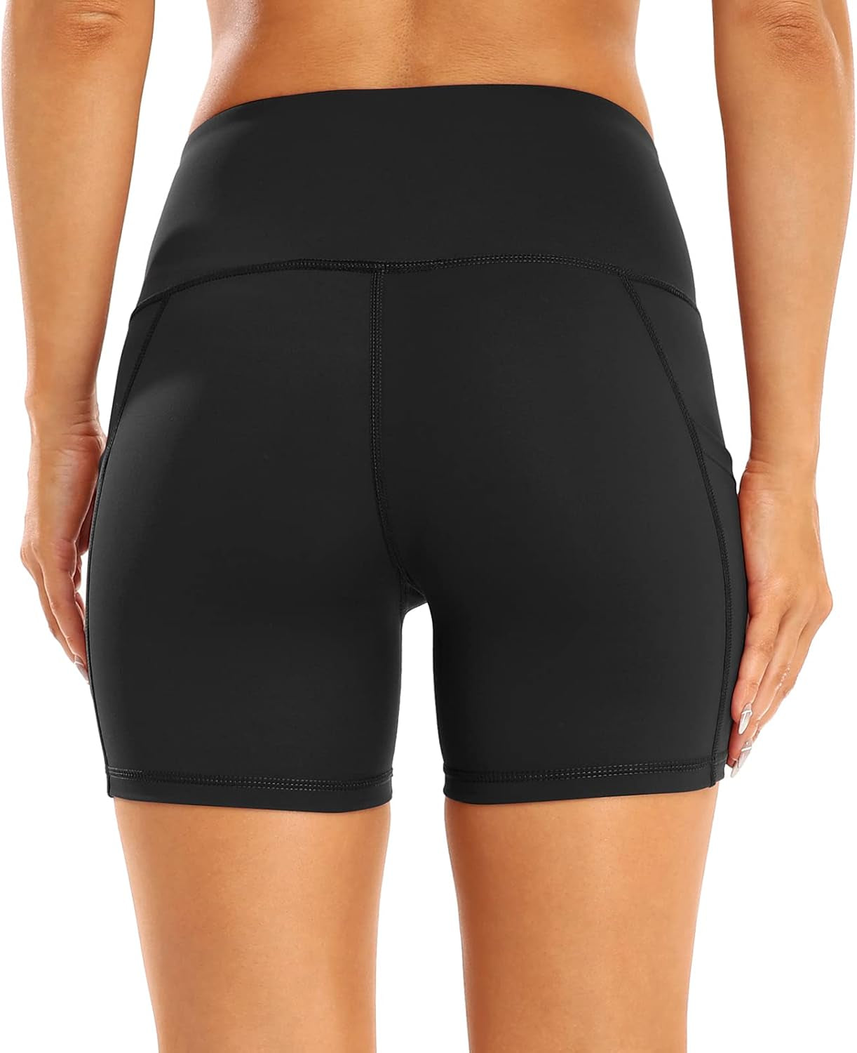 3 Pack High Waist Out Pocket Yoga Short 8"/5" Tummy Control Workout Shorts Running Athletic Non See-Through Active Shorts