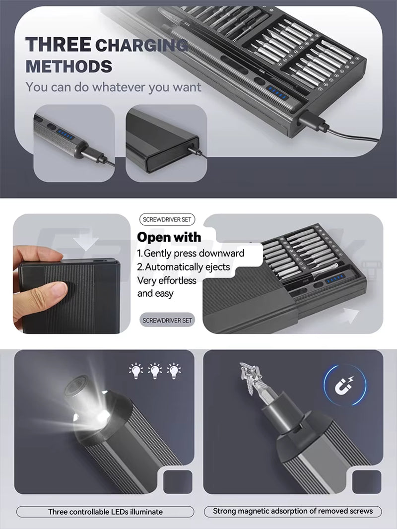 68 in 1 Precision Electric Screwdriver Set 5 Levels Adjustable Comes Fill Light Professional Mobile Phone Ipad Repair Tool